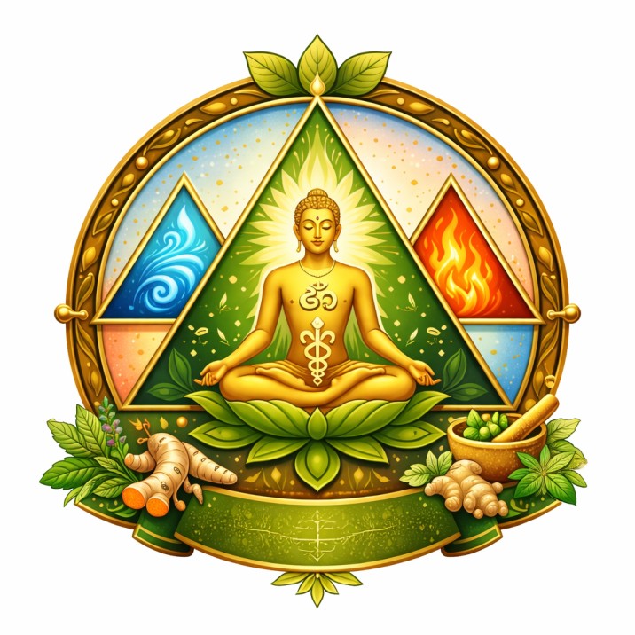 Ayurveda, meditation, with medicinal herbs and balance elements